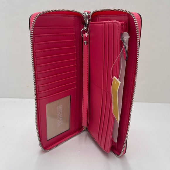 MICHAEL KORS Jet Set Large Signature Logo Continental Wallet Wristlet Phone NWT - Picture 12 of 16